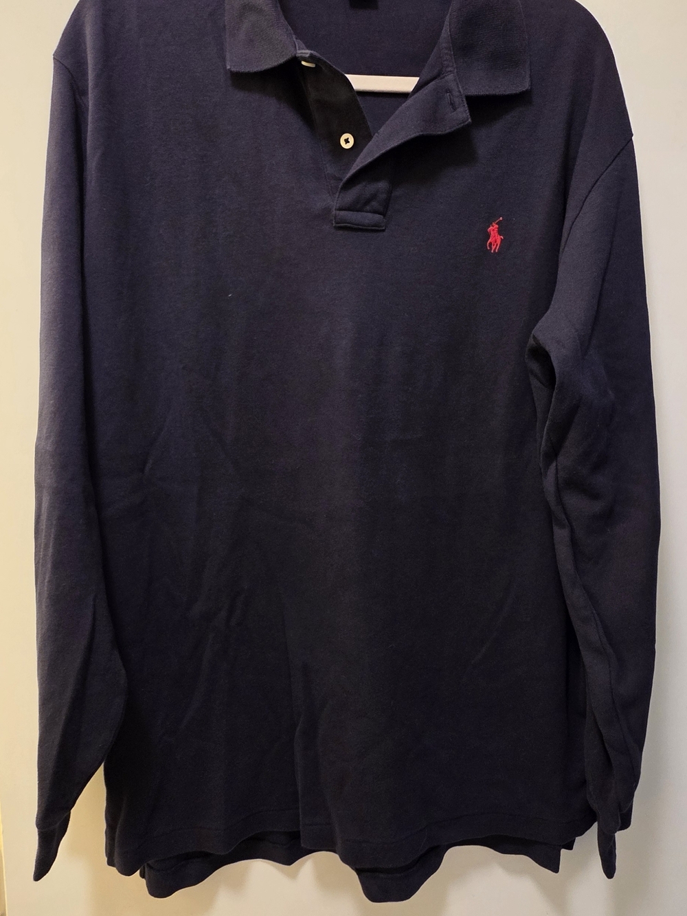 Polo by Ralph Lauren Navy Long-Sleeve Polo with Red Pony Logo